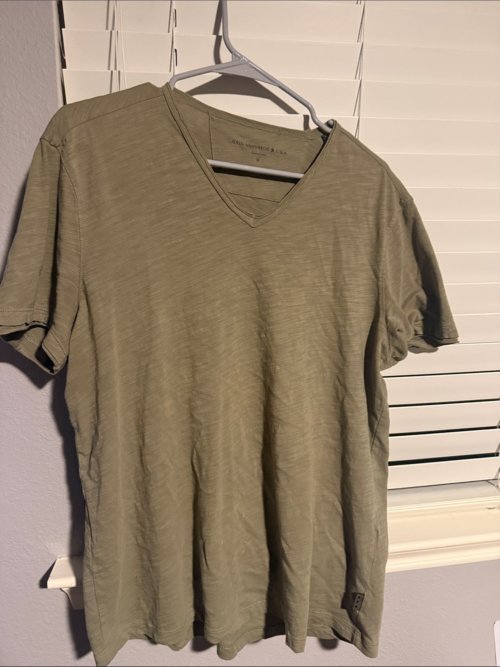 John Varvatos Olive V-Neck Short Sleeve Tee